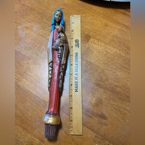 Vintage Mid Century Modern Virgin Mary and Child Candlestick 12"